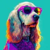 Glasbild - Dog With Sunglasses II