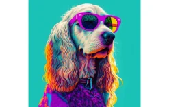 Glasbild - Dog With Sunglasses II