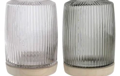 Glasvase auf Holzfuss